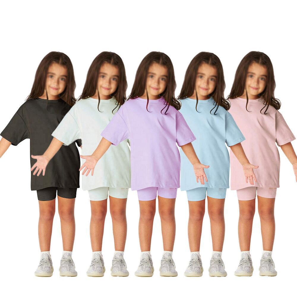 Summer Boys and Girls Short-sleeved T-shirt Leggings Set Children's Middle and Big Children's Casual Loose Sportswear 2 Pieces