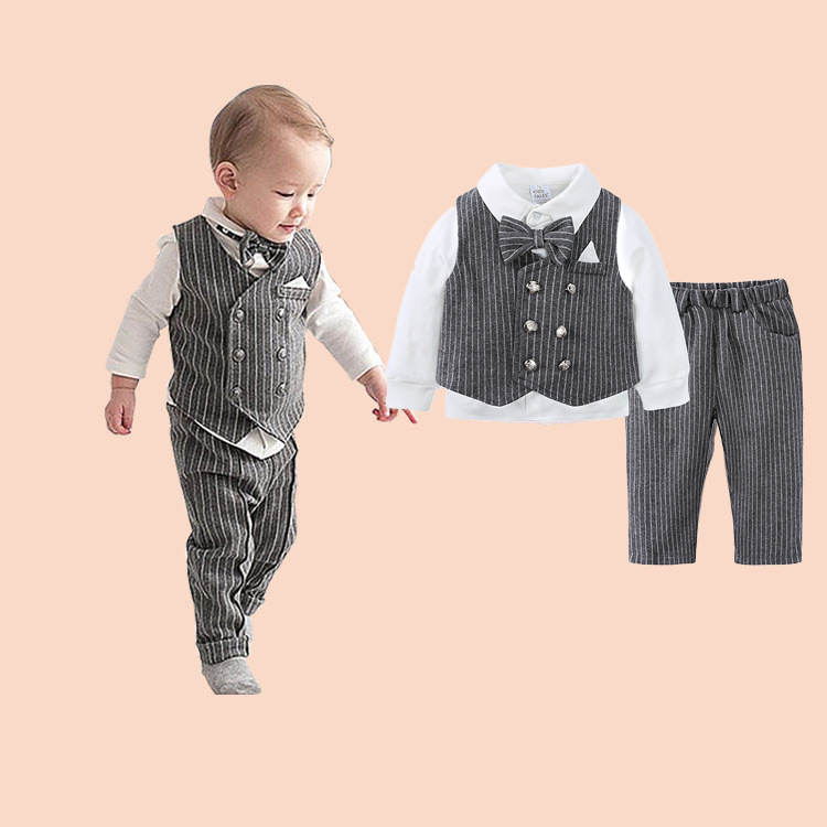 Children's clothing children's Gentleman three-piece boy's clothing Spring and Autumn long sleeve shirt vest pants men's treasure clothes