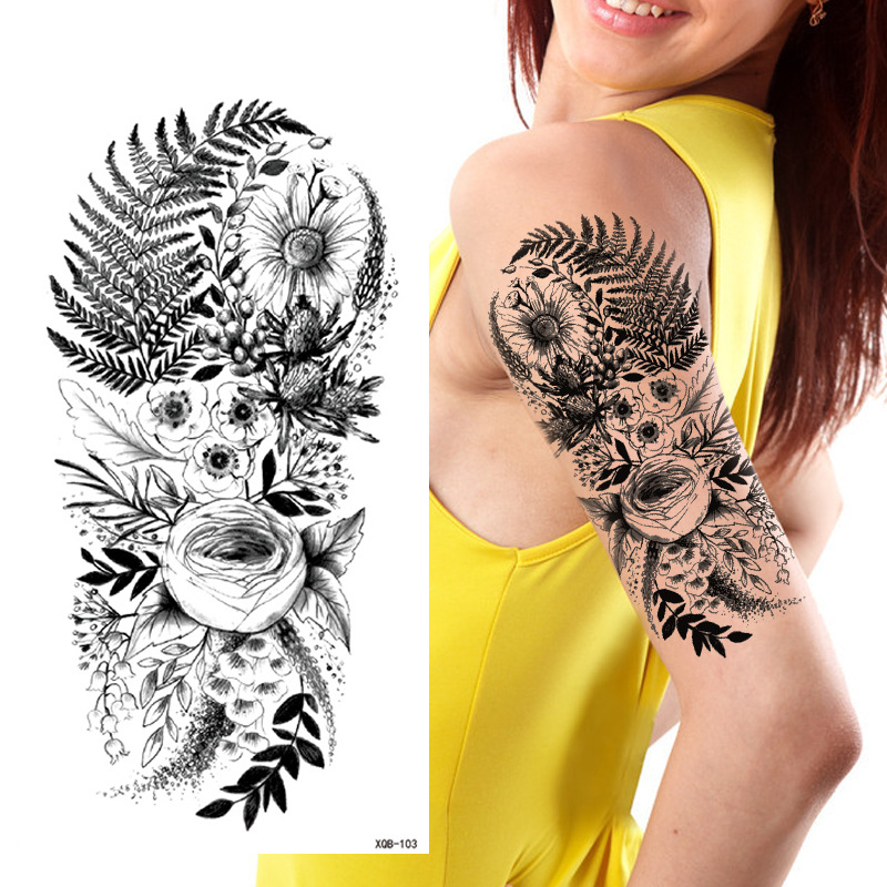 Small full arm flower arm bronzing glitter luminous painted tattoo stickers creative funny tattoo stickers manufacturers