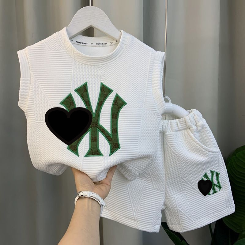 Children's Summer Suit for Boys and Girls Korean Style Internet Celebrity Baby Thin Vest Handsome Two-piece Fashionable Set