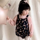 born Clothes Autumn Baby Girl Clothes Floral Cotton Cloth Strap Long-sleeved Two-piece Bag Fat Clothes