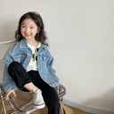 Emo Beibei Children's Spring Casual Jacket Top Boys and Girls Korean Style Stylike Washed Denim Jacket