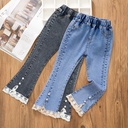 Children's Wear Girls' Jeans Spring and Autumn Big Children's Casual Children's Loose Wide Leg Baby Trumpet Girls' Pants