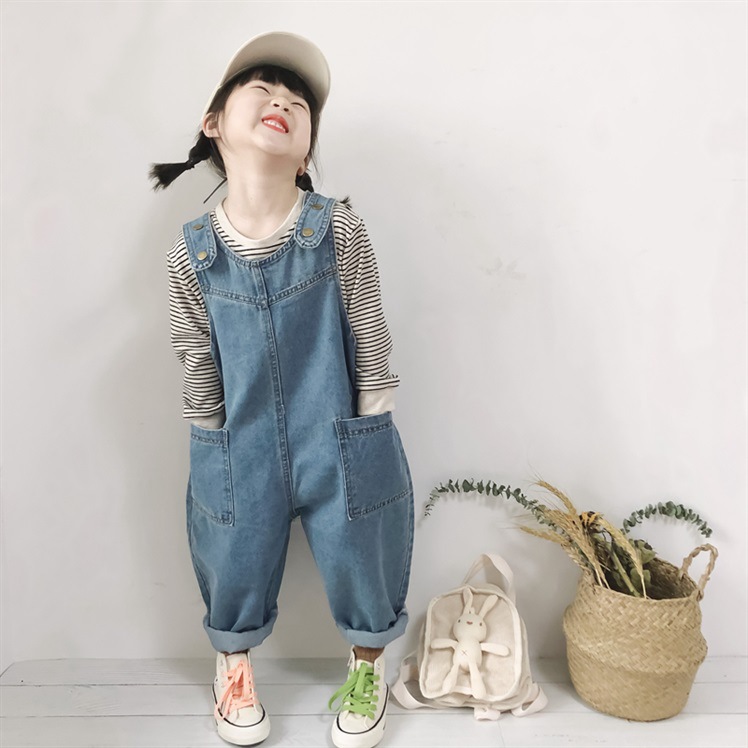 Children's Wear Korean Style Autumn Wear for Boys and Girls Baby Casual Denim Overalls Jumpsuit Children's Jeans