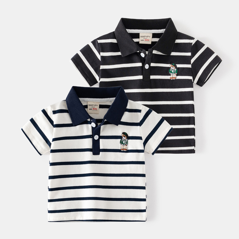 Children's striped polo shirt summer Korean style children's clothing Boys' short-sleeved T-shirt baby half-sleeved shirt fashion