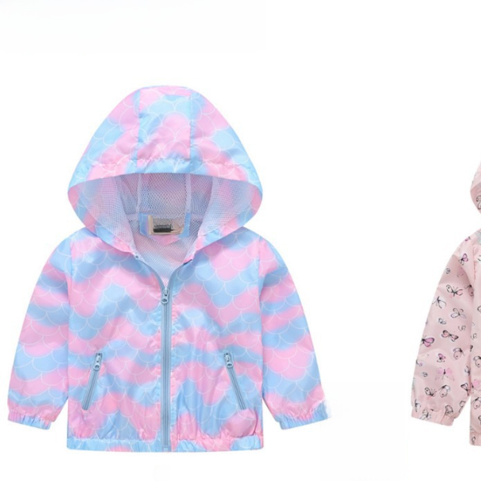 Children's Wear Sun-protective Clothing Large Children's Printed Casual Lightweight Zipper Jacket Sun-protective Clothing with Storage Bag