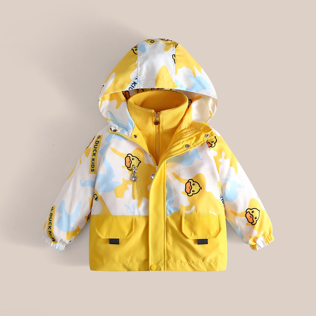 genuine goods Little Yellow Duck Children's Two-Piece Spring and Autumn Three-in-One Windproof Warm Jacket for Boys and Girls