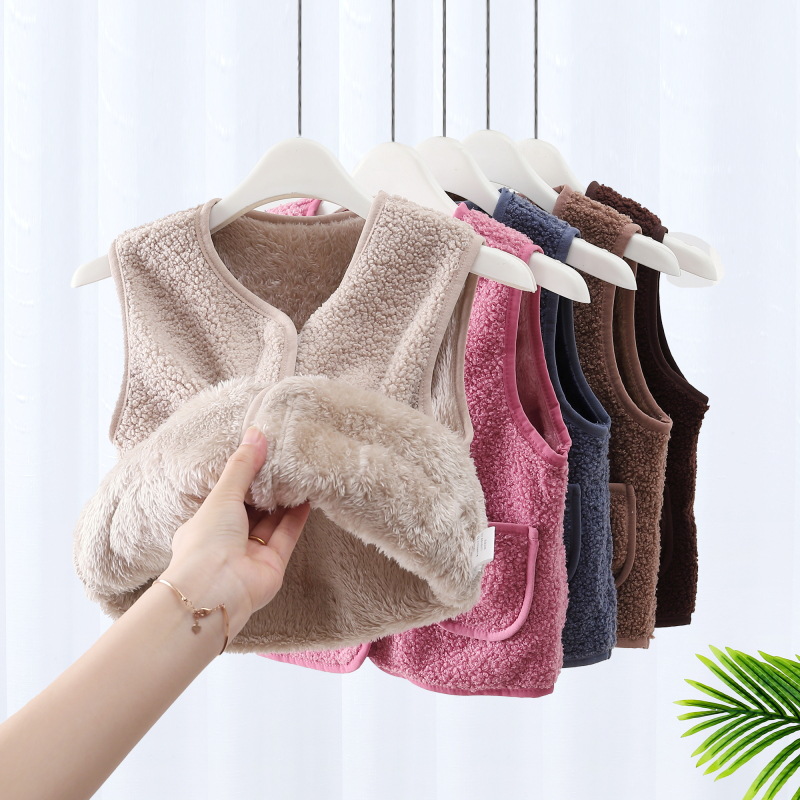 autumn and winter children's cashmere vest infant boys and girls baby warm vest inside and outside wear fashion