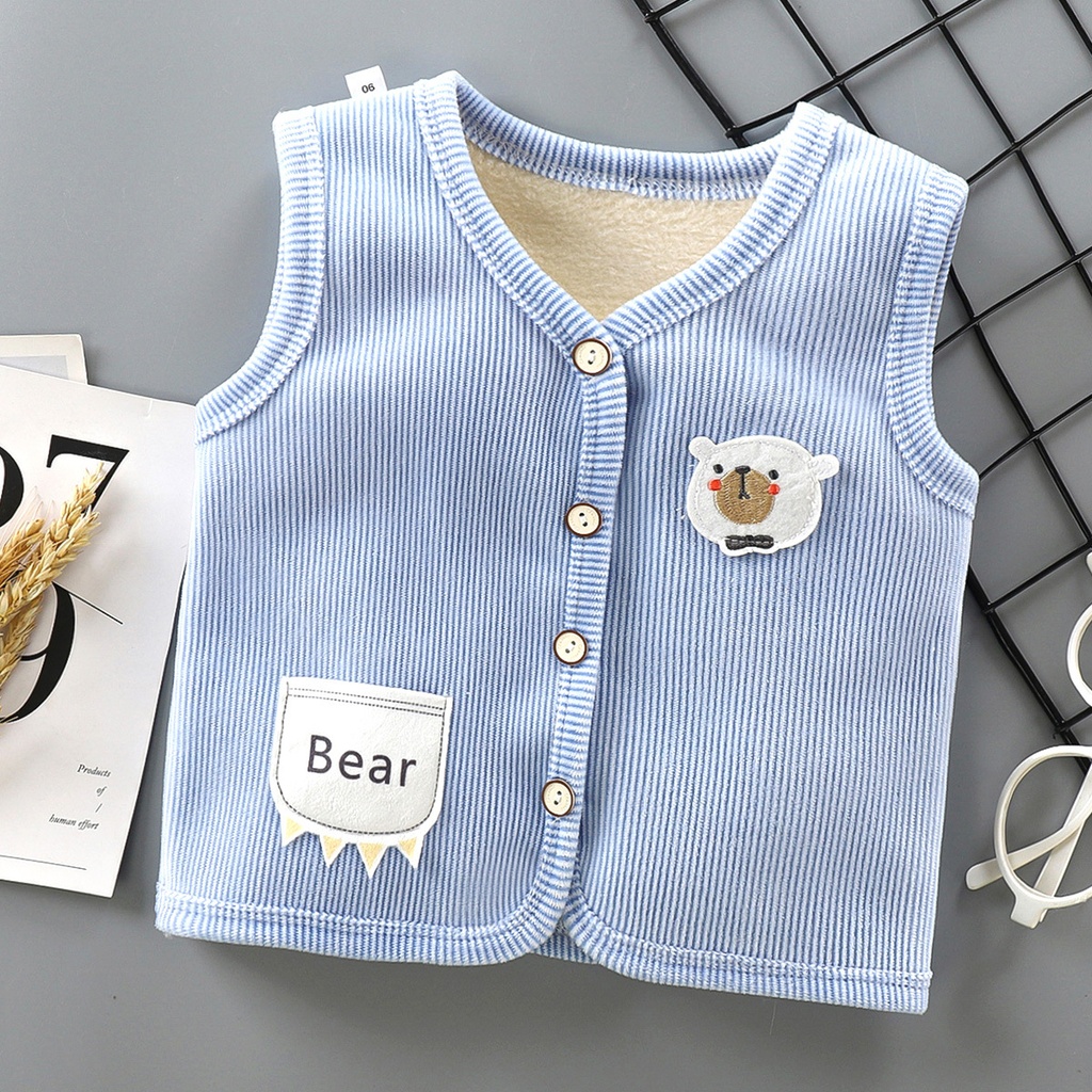 children's fleece-lined vest boys' warm vest soft inner wear autumn and winter girls' waistcoat cardigan vest outer wear