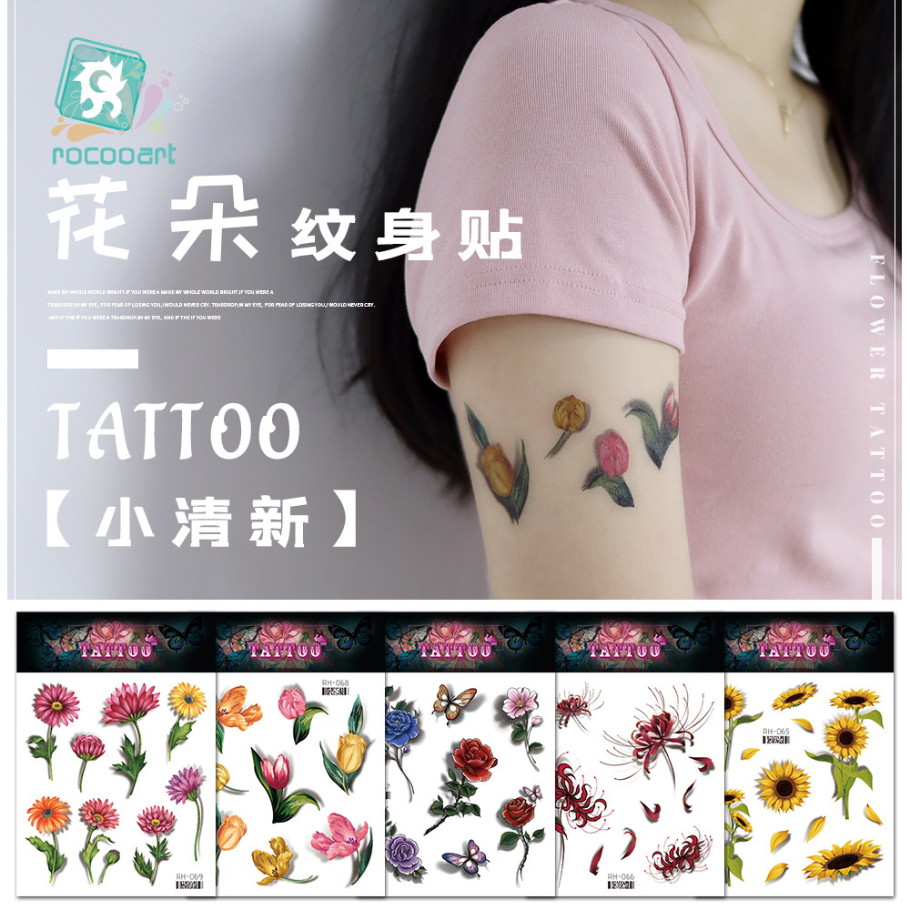 Rikalong Waterproof Flower Tattoo Sticker Small Fresh Collarbone Sexy Fashion Temporary Tattoo Sticker