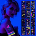 Hot Selling hot creative fluorescent flower arm tattoo stickers face stickers waterproof music festival arm tattoo stickers in stock