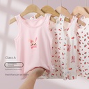 Boneless Children's clothing summer pure cotton children's vest camisole boys and girls cartoon printed round collar shirt one-piece delivery