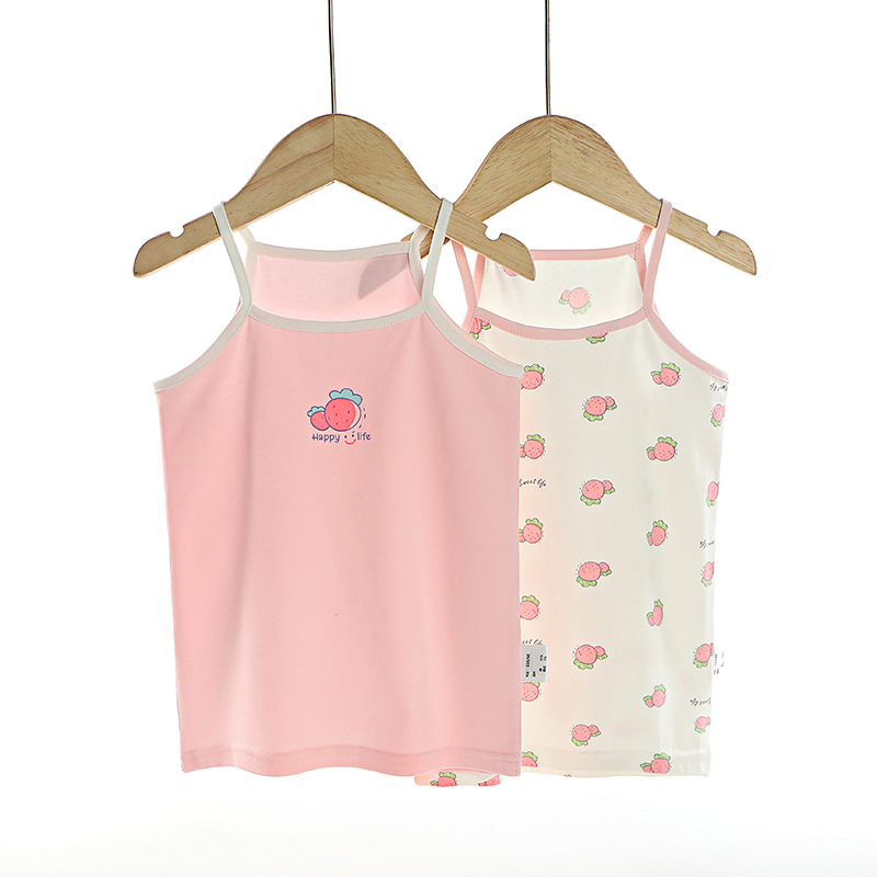 children's vest Lycra Cotton stretch girls' camisole two-piece set women's treasure Four Seasons wearable bottoming vest