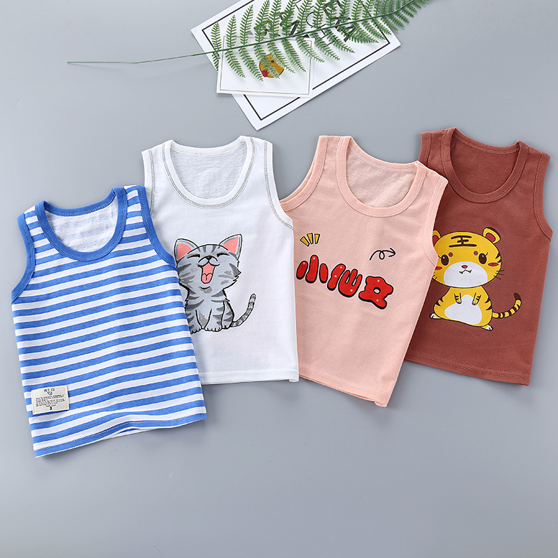 Children's vest cotton summer thin children's clothing cartoon boys and girls sleeveless jacket single-piece condole belt