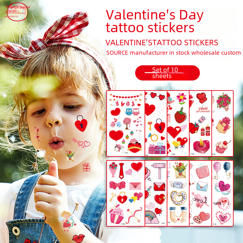In stock cartoon love Valentine's Day tattoo stickers children's Valentine's Day confession love Cupid tattoo stickers