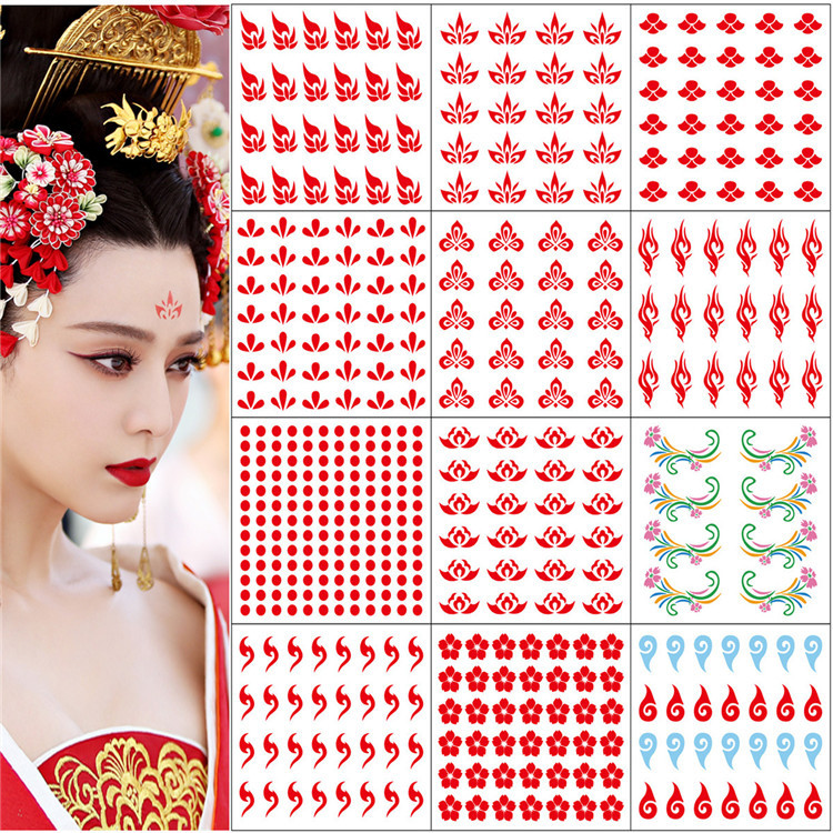 Hanfu twinkle ancient costume forehead printing eyebrow stickers antique children's forehead stickers baby beauty mole tattoo stickers