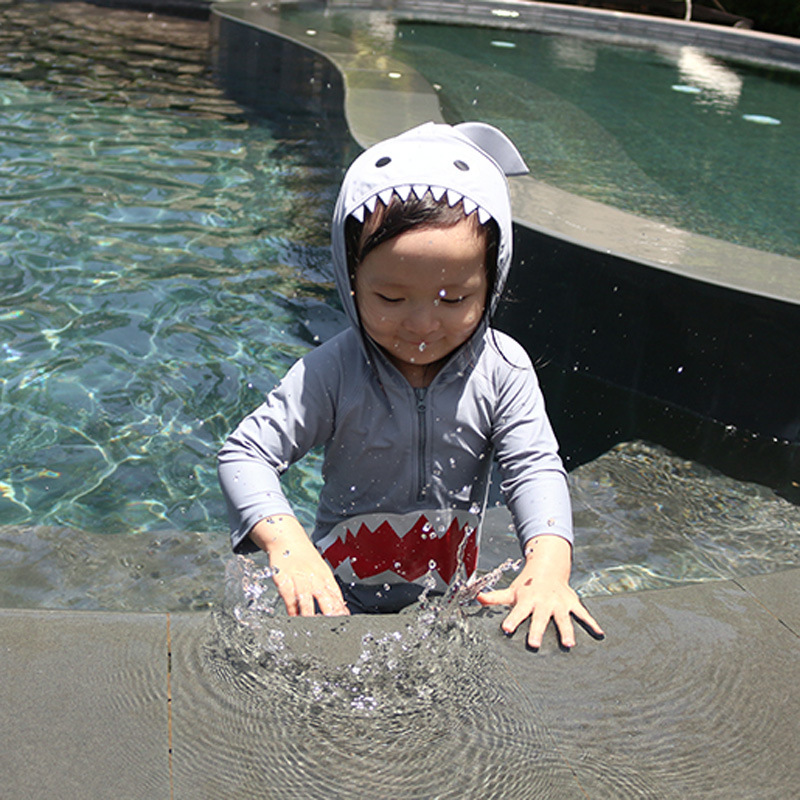 cartoon children's swimsuit for boys and girls cute Korean version of one-piece swimsuit baby styling swimsuit a generation of hair