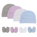Spring Autumn Winter baby pullover cap anti-scratch gloves 2-piece solid color born baby hat