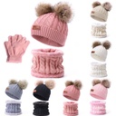 冬季儿童围脖帽子两件套绒球宝宝婴儿针织帽保暖毛线加绒加厚脖套