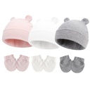亚马逊爆款新生儿手套帽子两件套宝宝保暖羊绒加厚胎帽手套套装