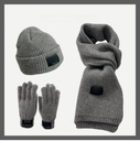 欧美秋冬时尚加厚羊毛三件套 纯色保暖套头毛线帽子围巾手套套装