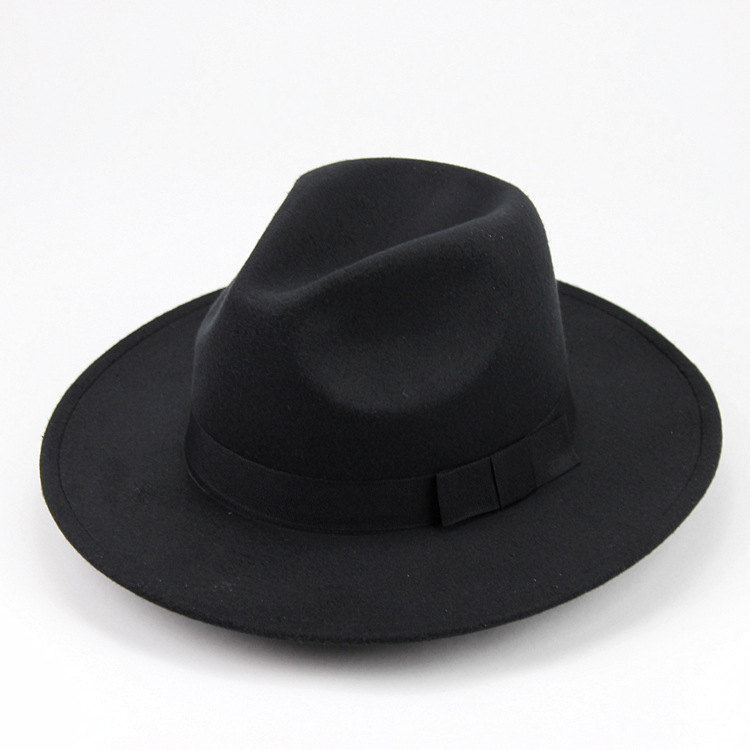 Street Photoshoot Imitation Wool British Retro Jazz Hat Men's and Women's Brimmed Top Hat Felt Hat All-match Sunshade
