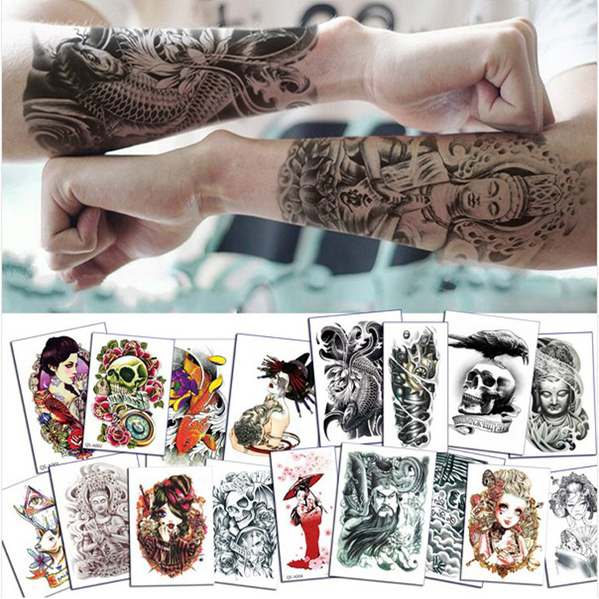 Flower Arm Tattoo Sticker Skull Carp Guan Gong Beauty Flower Arm Tattoo Sticker Special for Men and Women