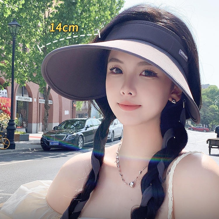 Korean Style Outdoor Sunshade Hat Women Breathable UV Empty Top Hat Summer Anti-ultraviolet Big Edge Sun Hat