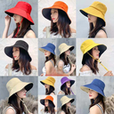 Fisherman Hat Summer Travel Big Brim Japanese Style Sunscreen Hat Women's Korean Style Double-sided Sunshade Bird's Eye Hat for Women