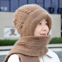 Autumn and Winter New Hat Women's Fleece-lined Thickened Cold-proof Scarf Integrated Hat Twist Warm-keeping Hat Toe Knitted Wool Hat