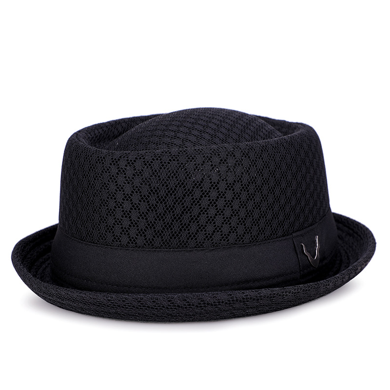 帽子英伦爵士帽透气网眼平沿礼帽可折叠遮阳帽实力工厂批发热卖
