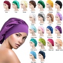 wide-brimmed solid color nightcap women's fashion elastic hair care cap satin chemotherapy cap wash cap