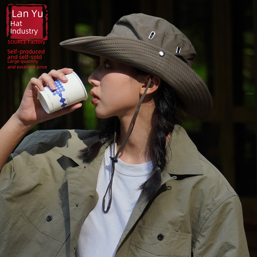 Hat fisherman hat hat outdoor cowboy hat sunshade mountaineering big head circumference sunscreen breathable men's and women's fashion Mori