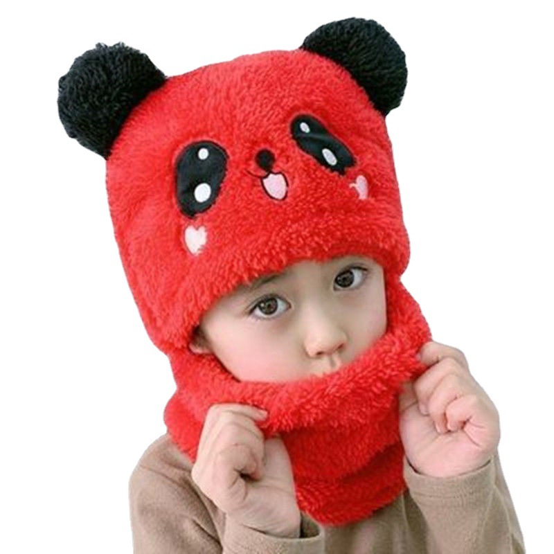 儿童帽子女童男童秋冬季帽子围脖一体可爱加厚保暖宝宝遮脸护耳帽