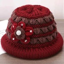 Winter Hat for the Elderly Women's Granny Knitted Warm Hat for Middle-aged and Elderly with Velvet Thick Wool Basin Hat for Old Lady