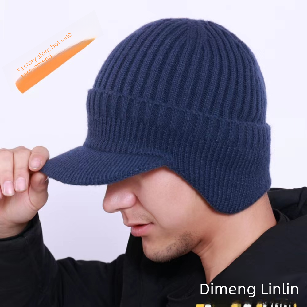 Hat men's ear protection hat autumn and winter knitted hat wool plush warm old man hat plus velvet padded wool hat manufacturers