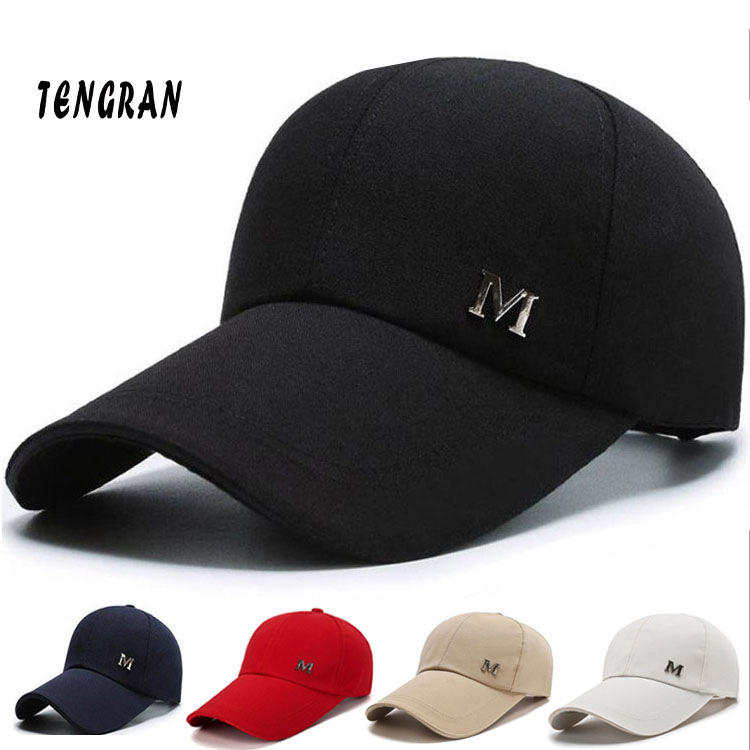 Men's simple casual baseball cap spring and autumn extended eaves letters cap outdoor travel sun hat manufacturers