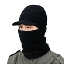 Autumn and winter outdoor warm cold-proof conjoined knitted hat men's plus velvet padded face-covering wool hat female manufacturers wholesale