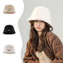 Winter plush hat fashion women's autumn small black label warm basin hat hairy fisherman hat winter girls