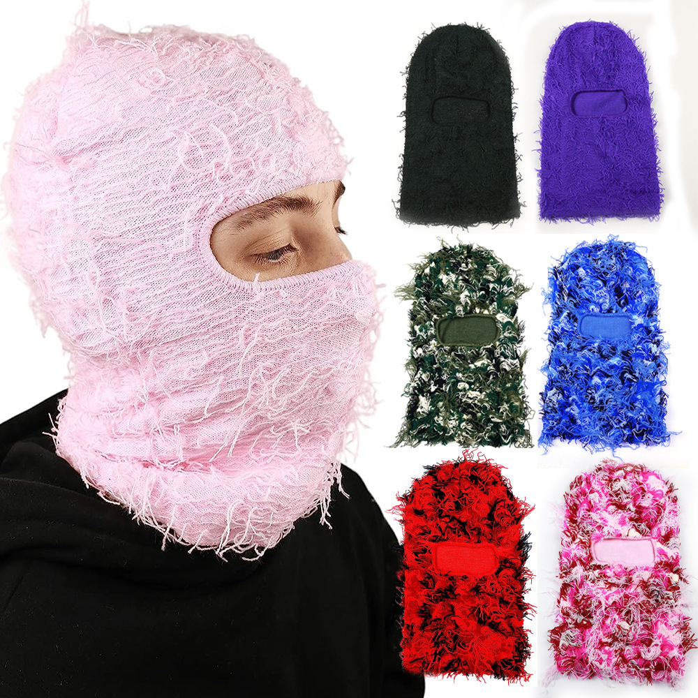 Explosions Single Hole Knitted Face Mask Party Funny Acrylic Wool Balaclava Hat Outdoor Warm Headgear