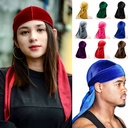 亚马逊热卖天鹅绒长尾海盗帽 欧美嘻哈超大尺寸头巾包头帽子durag