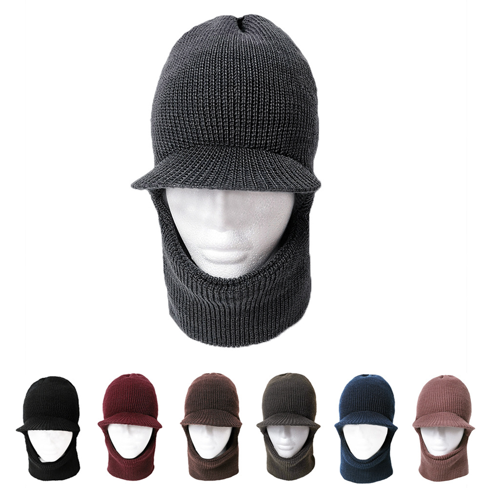 Warm Knitted Hat Winter Cycling Windproof Ear Protection Wool Tiger Hat Exposed Eye Lined Thickened One-piece Cap