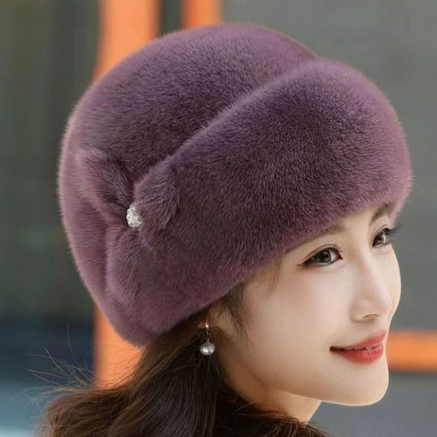 Hat Women's Winter Fashion Imitation Mink Hair Mother Hat Whole Mink Imitation Fur Balm Hat Warm Beret Tide