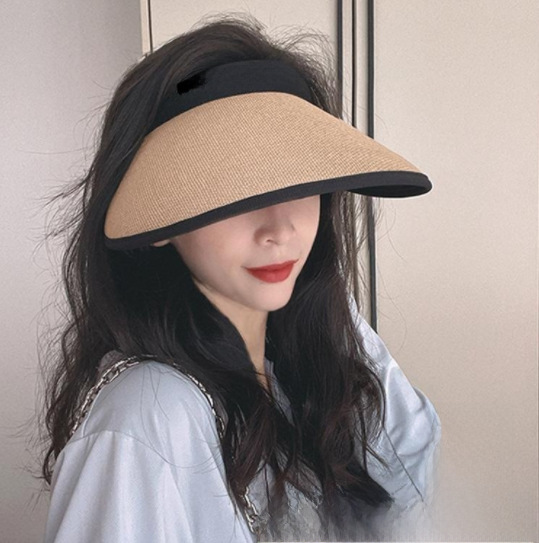 Empty Top Hat Summer Sports Headband Straw Hat Internet Popular Cute Cycling Small Chanel Style Big Brim Japanese and Korean Women's Hat