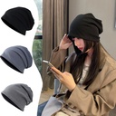 Hat Women's Spring and Autumn Heap Hat Thin Street All-match Knitted Hat Waffle Loose Face Showcasing Small Pullover Cap Spot