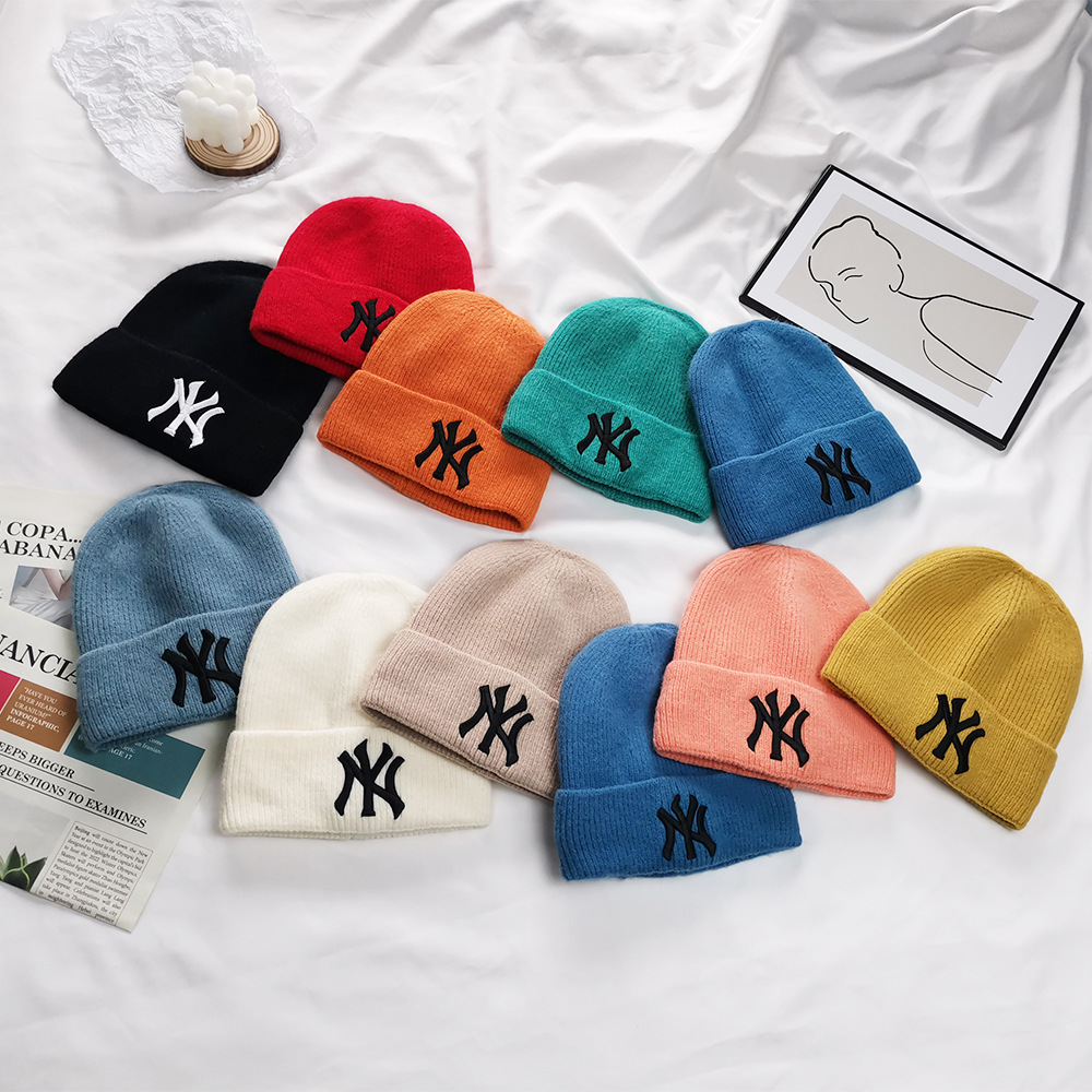 South Korea MLB wool cap NY three-dimensional embroidery knitted cap men's and women's autumn and winter all-match cold cap Tide brand warm cap