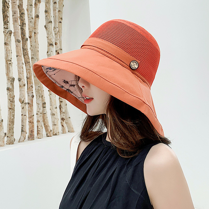 Internet Celebrity ins Large-brimmed Fisherman Hat Women's Trendy Japanese-style Korean-style All-match Sun Hat Sunscreen Beach Sun Hat Basin Hat for Summer