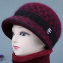 Winter old hat female mother snowflake thread knitted warm hat old lady fleece-lined middle-aged and elderly grandma cotton hat