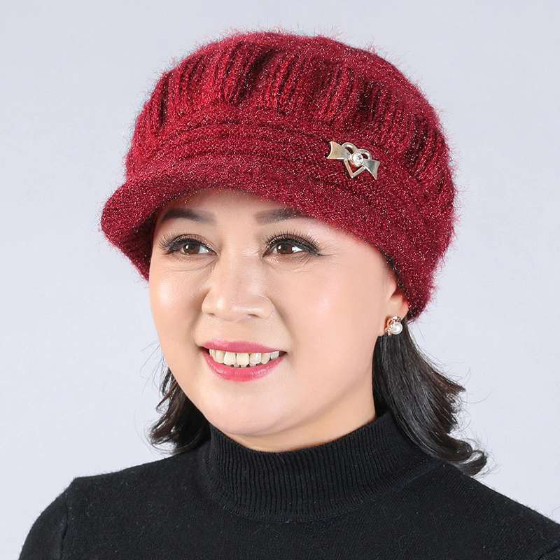 Autumn and Winter hat hat old hat knitted hat fashion mother hat thickened fleece-lined warm hat classic lantern hat