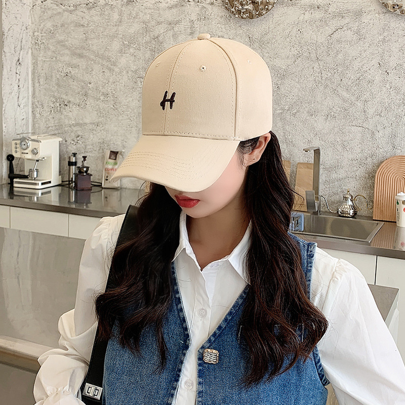 ins Style Hat Hard Top Baseball Cap Women's Summer Cap Men's Embroidered Letter All-match Sunshade Hat